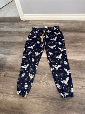 Harry Potter Kids Navy Fleece Jogger Pants with Owl Print